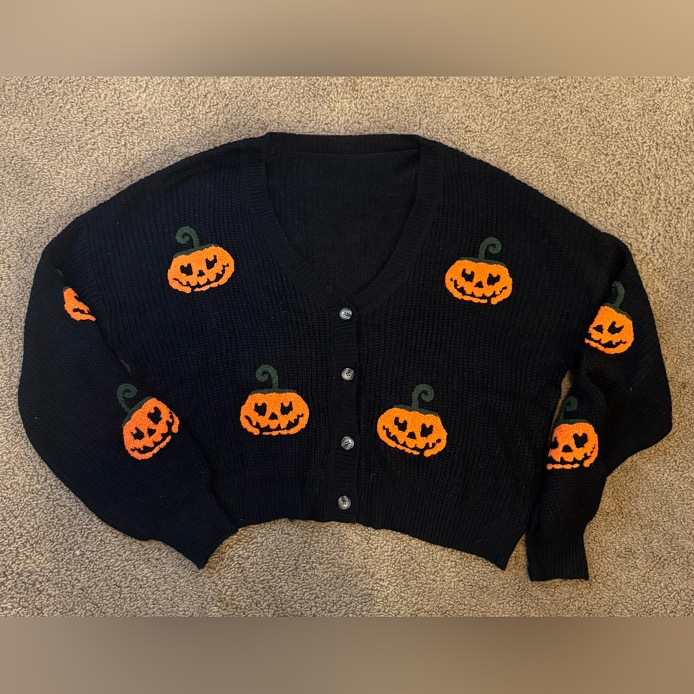 Pumpkin Button Front Sweater